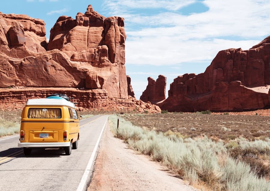 Road trip through scenic landscape